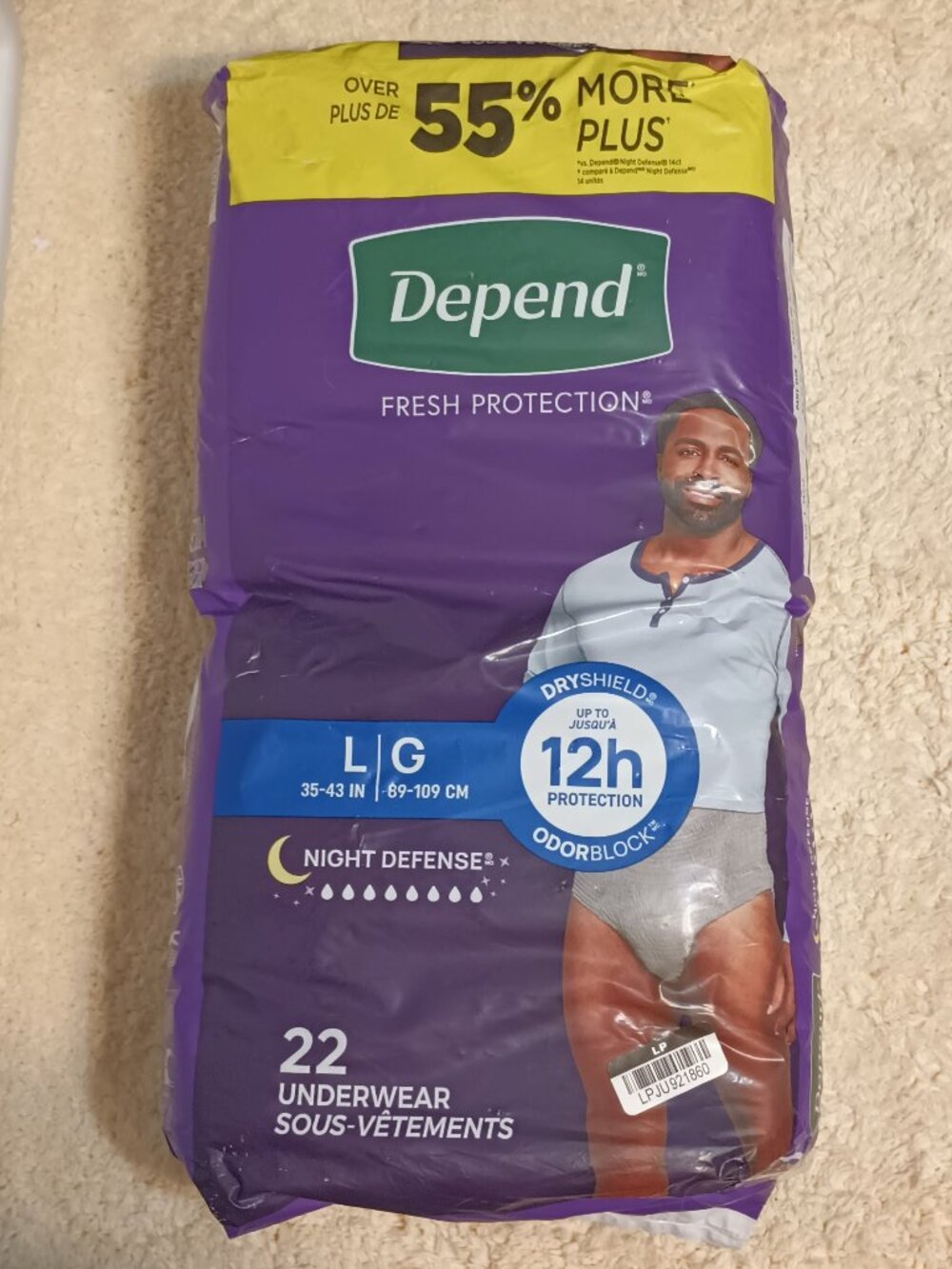 NIP ~ Depend Night Defense Incontinence Disposable Overnight Underwear for Men